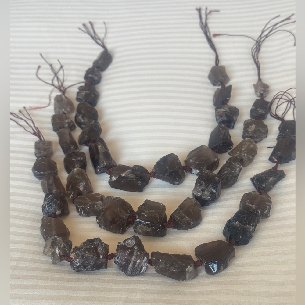 SMOKEY TOPAZ STONES 3 STRANDS JEWELRY MAKING NWOT